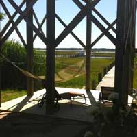 Lounge area beneath gazebo